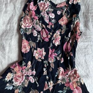 Floral vintage corset cut Maxi Dress - Black and Pink